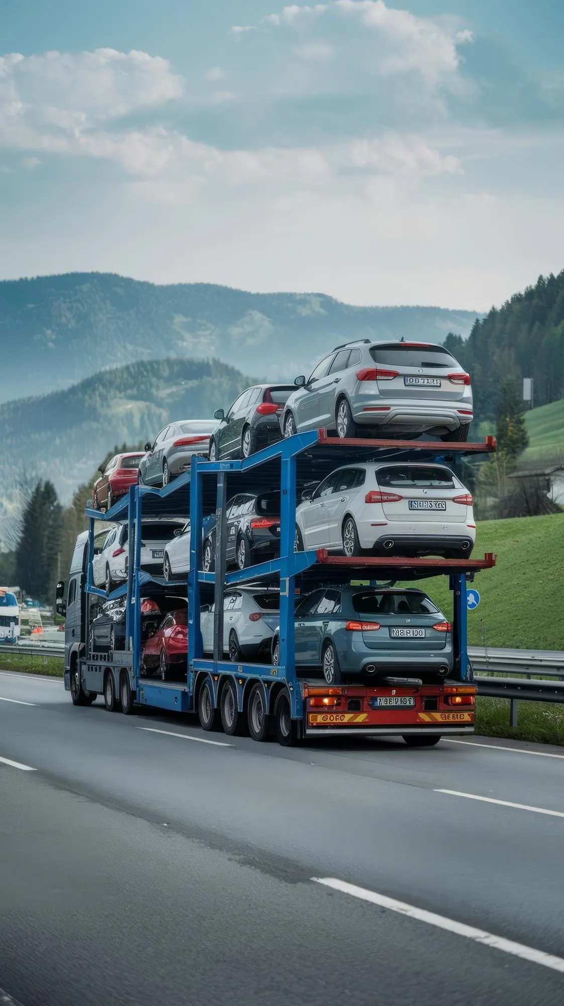 cars carrier truck road highway slovenia lorry transporter logistics work 1368762 14550